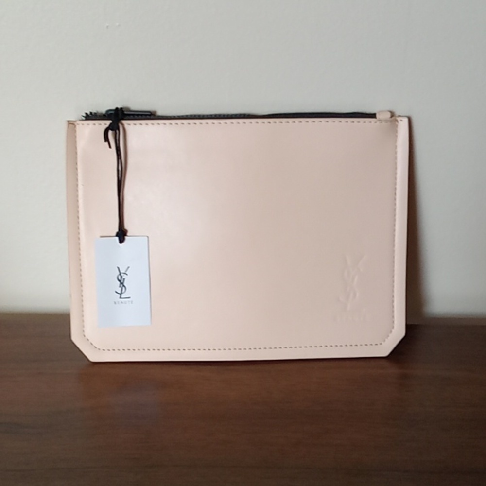 Yves Saint Laurent Cream Cosmetic Bag Minimalist Design